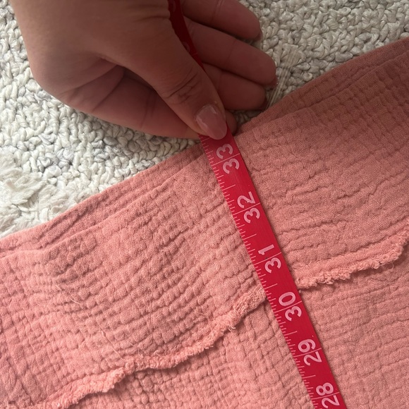 Peach Cotton Elasticated Flared Pant | Size Large - Picture 8 of 9